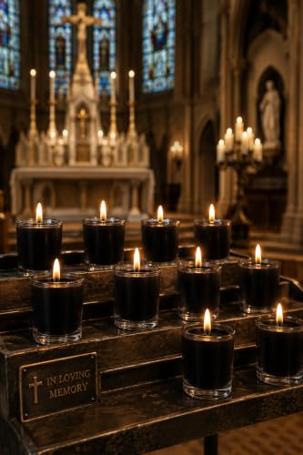 Black Votive Candles 24 Pack - 12 Hour Unscented Tea Lights for Weddings Parties Halloween