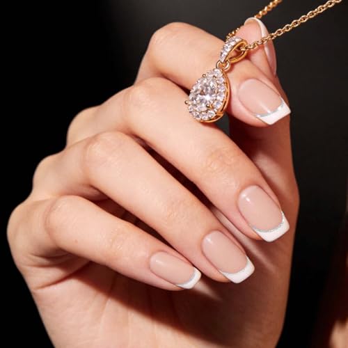 White French Tip Semi-Cured Gel Nail Strips - Long Lasting DIY Nail Wraps, 20 Pcs, Beginner-Friendly