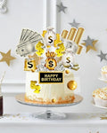 10PCS Money Theme Cake Toppers Dollar Bill Sign Party Decorations