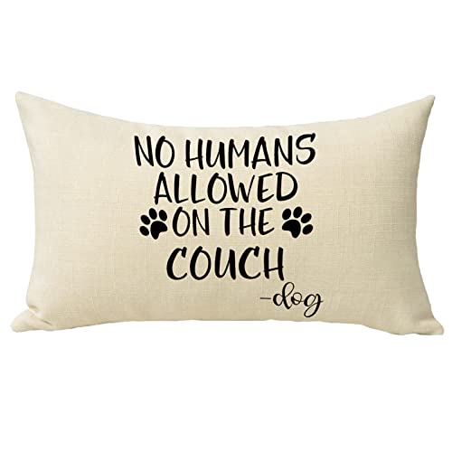 No Humans Allowed on The Couch Dog Paw Pattern Decorative Throw Pillow Cover 20x12