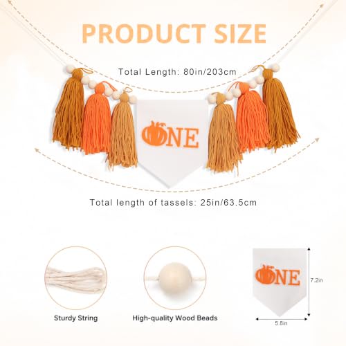 Boho Pumpkin 1st Birthday High Chair Banner - Gold Tassels & Felt Decor