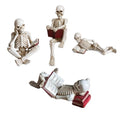 Halloween Skeleton Figurines Set - Gothic Resin Skull Decor for Bookshelf & Tabletop