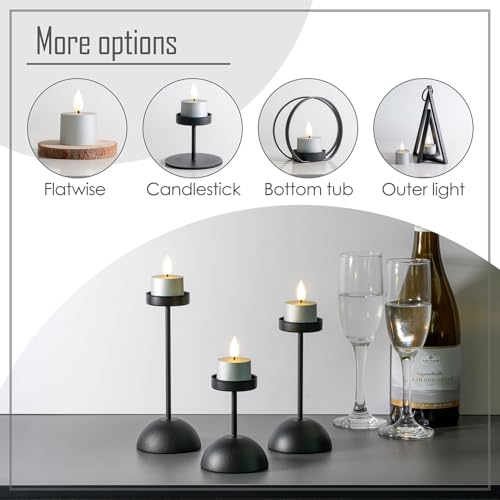 smtyle Tea Lights Candles Battery Operated with Remote - Silver Set of 3