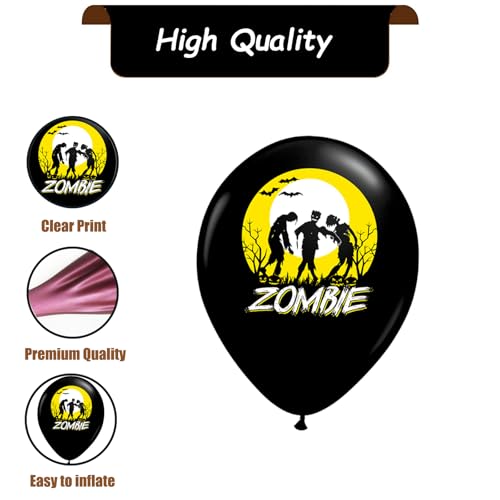30 Pack Halloween Zombie Balloons - Bloody Zombie Print Latex Decor