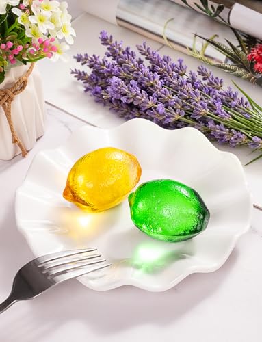 Glass Lemon Figurine Set - 2 Inches, Green and Yellow Collectible Decorations - Variation 2