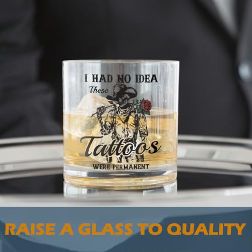 Black Cowboy Skeleton Whiskey Glass - Funny Western Halloween Gift, 10 oz