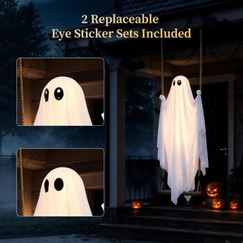 Outdoor Halloween Swinging Ghost Decorations - 4.3FT Spooky Hanging Decor Set