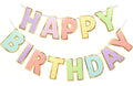 Macaron Happy Birthday Banner - Large Rainbow Alphabet Bunting, Pre-Strung