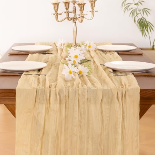 Sand Cheesecloth Table Runner 10ft for Wedding Party Birthday Home Decor - 10 Pieces