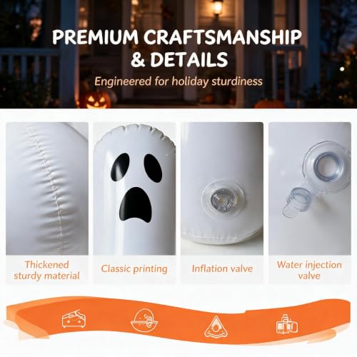 6 Pack Inflatable Ghost Decorations for Halloween - Wobble Yard Decor, 18 Inches