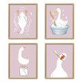 Kids Bathroom Wall Art Prints - Silly Goose Nursery Decor, Unframed 8x10 Set