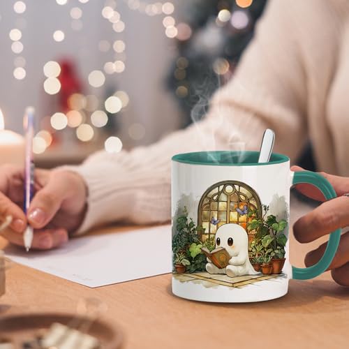 GhostBook Reading Mug - Cute Ghost Coffee Cup for Book Lovers Halloween Gift