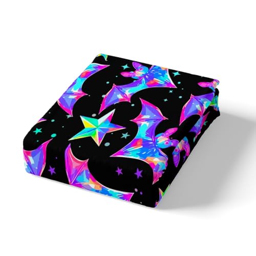 Halloween Bat Fitted Sheet Set - Kids King Size Bedding for Boys & Girls