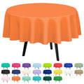 Disposable Orange Round Plastic Tablecloth - 12 Pack, 84 Inch for Indoor Outdoor Events