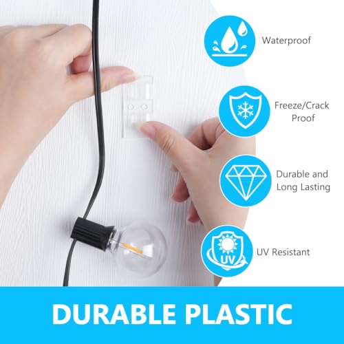 15-Pack Outdoor String Light Clips - Clear, Waterproof, Easy Install