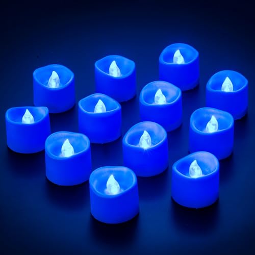 Blue Flameless LED Tea Lights Bulk Pack for Weddings & Parties