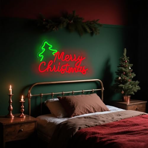 Red Neon Sign - Christmas Neon Wall Decor, LED Indoor Light, USB Powered