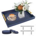Large Wooden Serving Tray with Handles - Navy Blue - Variation of THIS listing