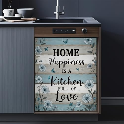 Rustic Flowers Dishwasher Magnet Cover - Decorative Full Panel Kitchen Decor 23x26 Inch