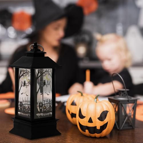 Halloween Decor Lantern Lights Mini Pumpkin Ghost Bat Tree Candle Set - Indoor Outdoor