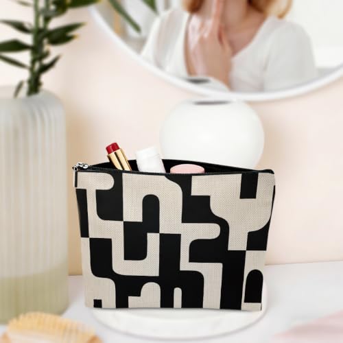 Abstract Geometric Makeup Bag - Trendy Cosmetic Pouch for Women & Girls - Large Capacity