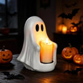 Halloween Ghost Candle Holder - Yellow Light - Spooky Cute Tabletop Decor
