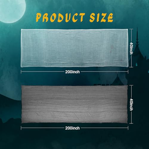 Halloween Creepy Cloth Set - Black & White Gauze Fabric 200x40 Inches - Spooky Outdoor Indoor Decorations - Variation: 40x200in / Black+White