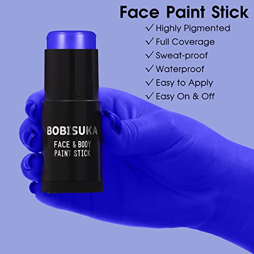 Blue Face & Body Paint Stick - Waterproof, Blendable for Halloween, Cosplay & Sports