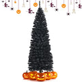 6FT Artificial Black Christmas Tree for Halloween Decorations - Slim & Full
