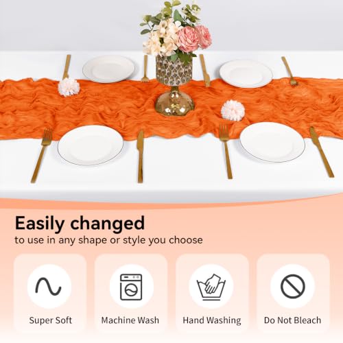 Orange Cheesecloth Table Runner 17x108 Inch - 10 Pack Boho Wedding Party Decor