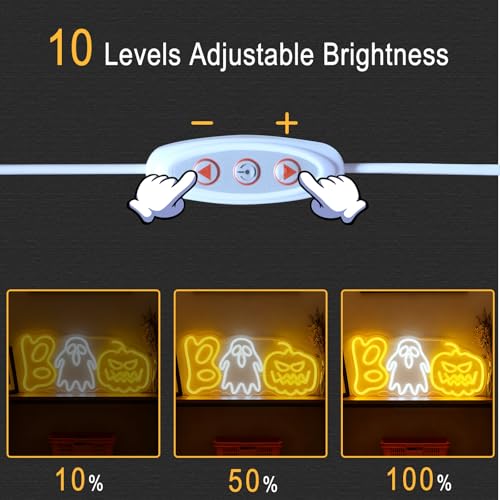 Halloween Boo Ghost Pumpkin Neon Sign USB Dimmable Wall Decor - Boo2