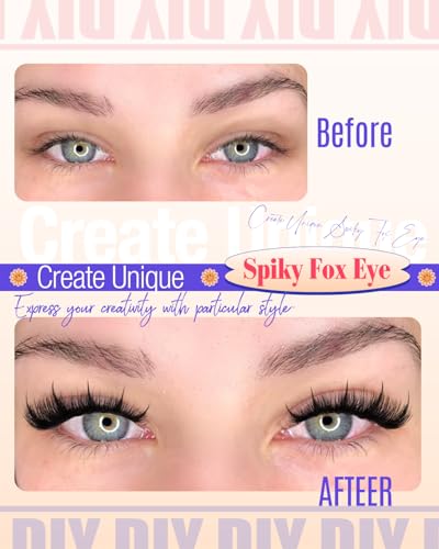Spiky Fox Eye Lash Clusters - Dramatic Manga Volume Eyelash Extensions - DIY 144 Pcs