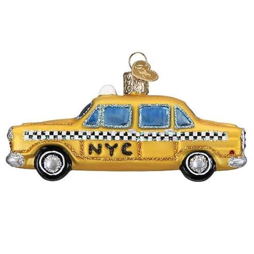 NYC Taxi Glass Blown Christmas Ornament - Handcrafted Holiday Decoration