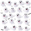 Mini Ghost Plush Toys Halloween Ornaments Bulk - Cute Halloween Ghosts, 21 Pcs, Variation: Cute