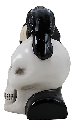 Gothic Edgar Allen Poe & Black Raven Skull Salt & Pepper Shakers Set - Macabre Decor