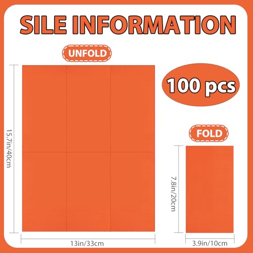 Disposable Orange Paper Napkins 100 Pcs for Parties & Events - Joy Akkess