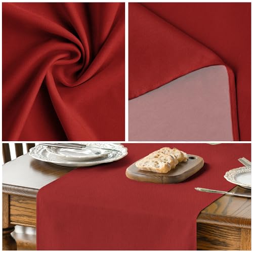 Red Christmas Table Runner 13x108 Inch Washable Kitchen Dining Decor - Seasonal Home Accent