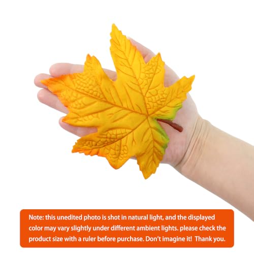 Artificial Maple Leaves Bulk - Large-Leaf Yellow 15 pcs for Fall Decor & Crafts