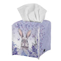 Doginthehole Easter Bunny Tissue Box Cover - Purple Floral, Square PU Leather Dispenser