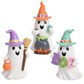 Pastel Halloween Ghost Decorations Set - 3 Resin Figurines for Home & Tabletop Spooky Decor