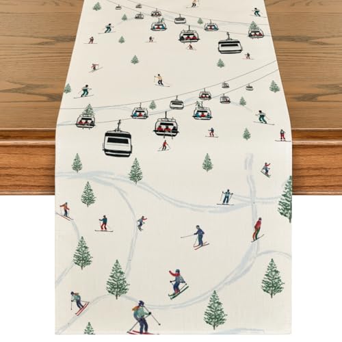 Artoid Mode Winter Table Runner 13x108 Inch Beige Home Party Decor