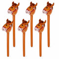 Inflatable Horse Stick Balloons - Reusable Brown PVC Western Party Decorations, 6 Pack