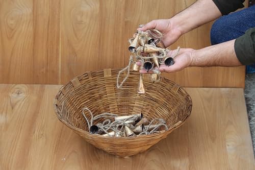 Handmade Rustic Lucky Hanging Bell Clusters on Rope - Tin Christmas Tree Decor - 20 Cones