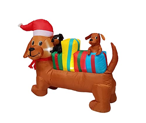 Inflatable Christmas Decorations Bundle with Lighted Puppies and Gift Boxes - Indoor & Outdoor Holiday Decor
