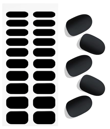 Halloween Matte Carbon Black Semi Cured Gel Nail Art Sticker Wrap - 20 Strips