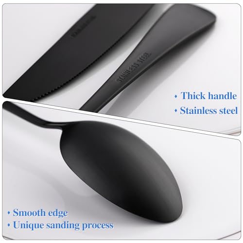 Matte Black Halloween Skull Silverware Set - 40 Piece Flatware for 8