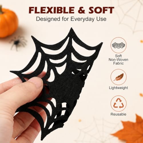 Halloween Spider Web Coasters Set - Decorative Table Placemats & Doilies