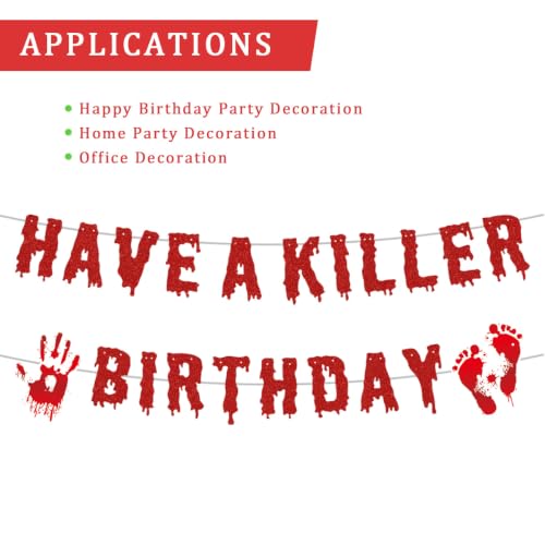 Halloween Birthday Banner - Spooky Horror Party Decorations, Pre-Strung, Reusable, 6 Feet