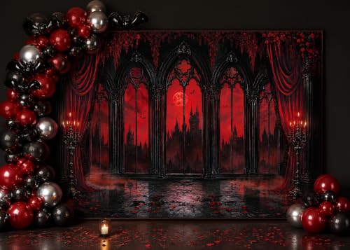 Gothic Halloween Backdrop 7x5FT Vampire Castle Haunted House Banner Decorations