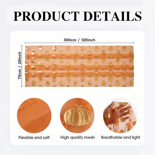 Fall Gauze Table Runner 120 Inch 3-Pack Orange Gold - 28 x 120 Inch
